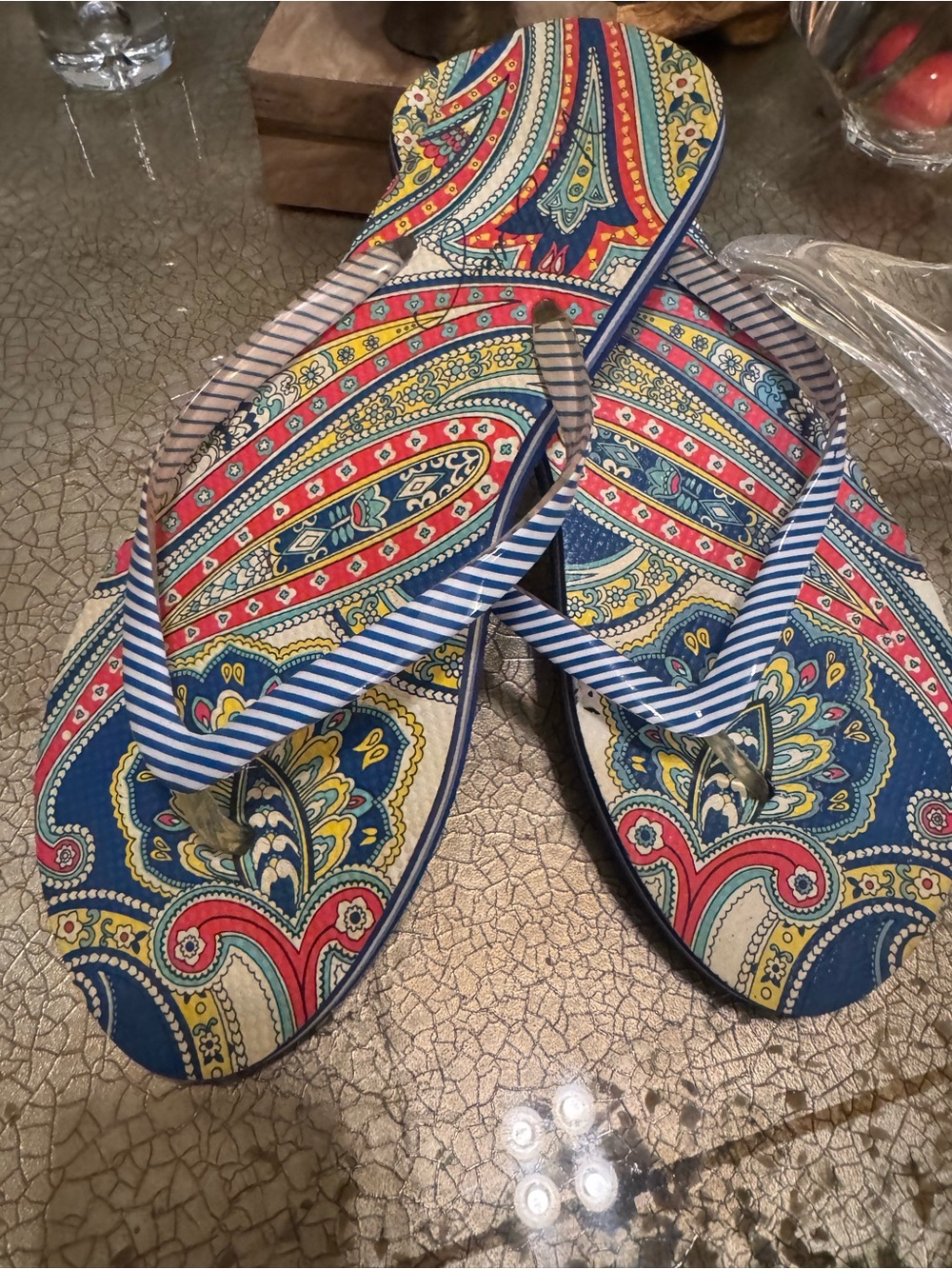 Vera Bradley Colorful Paisley Blue Women's Flip Flops